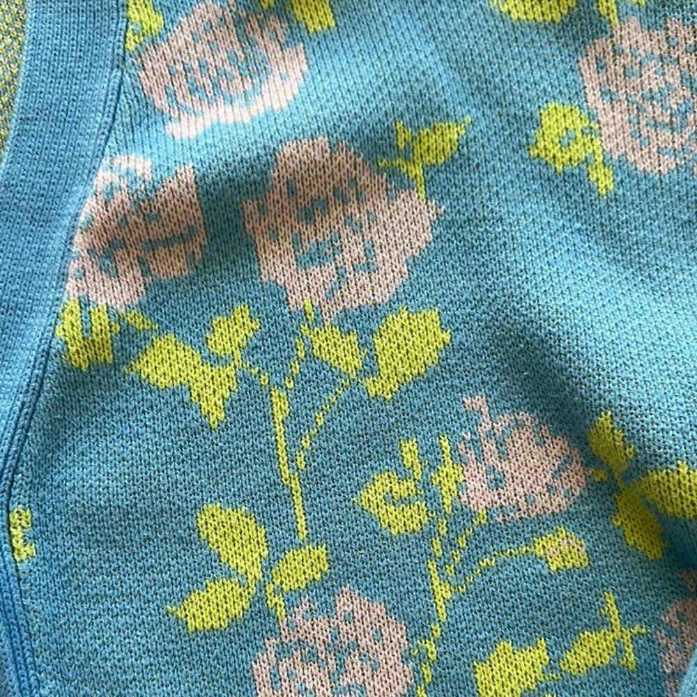 Urban Outfitters UO Groundbreaking Blue & Pink Floral Cardigan Small Relaxed - Picture 2 of 5